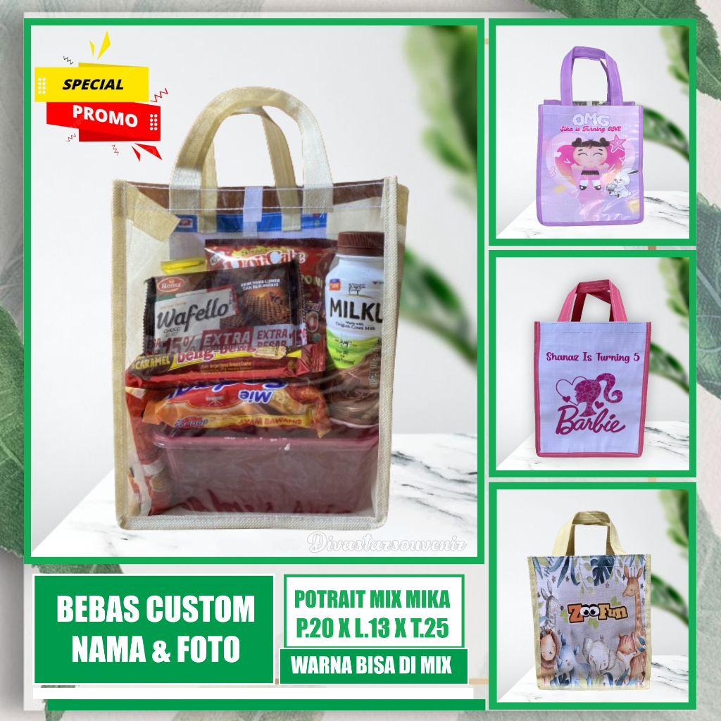 

Tas Ultah/ Tas Ulang Tahun Anak/ Tas Ultah Cutom/ Tas Ultah Murah/ Tas Ultah Promo/ Godybag Murah/ Tas Souvenir Ulang Tahun Anak/ Ukuran Full Potrait Mika Free Custom/ Goodiebag Gratis Design Termurah