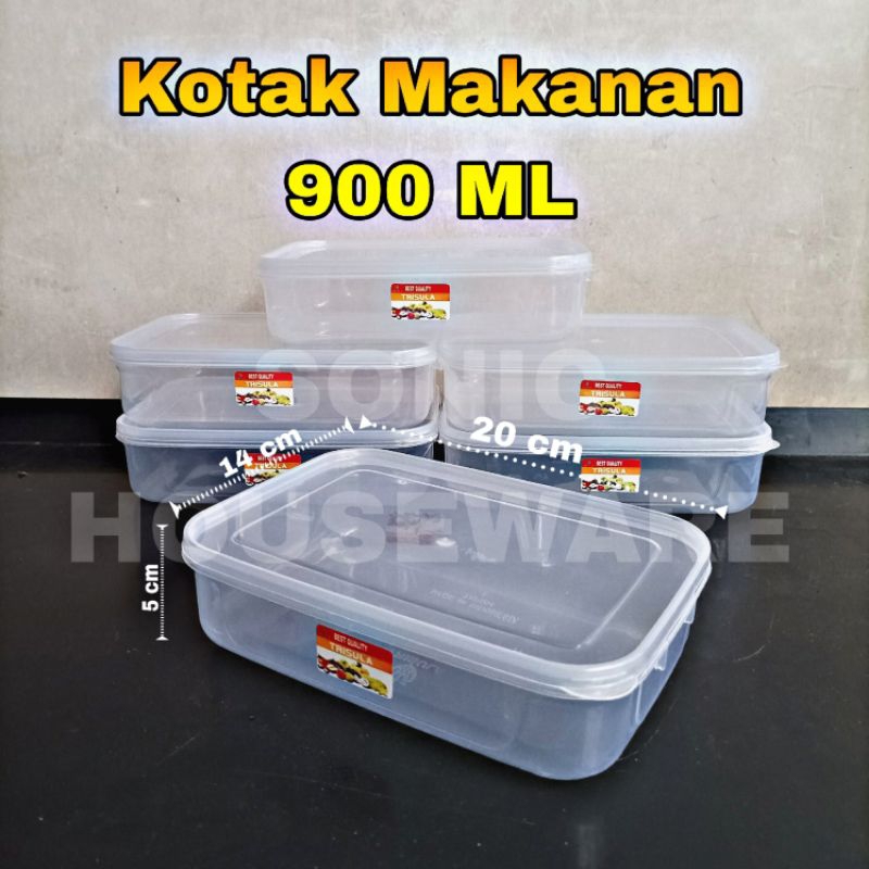 Toples Kotak Penyimpanan Makan Makanan Food Box Sealware Pack Segi 900 ML Bening Pancake Durian Dure