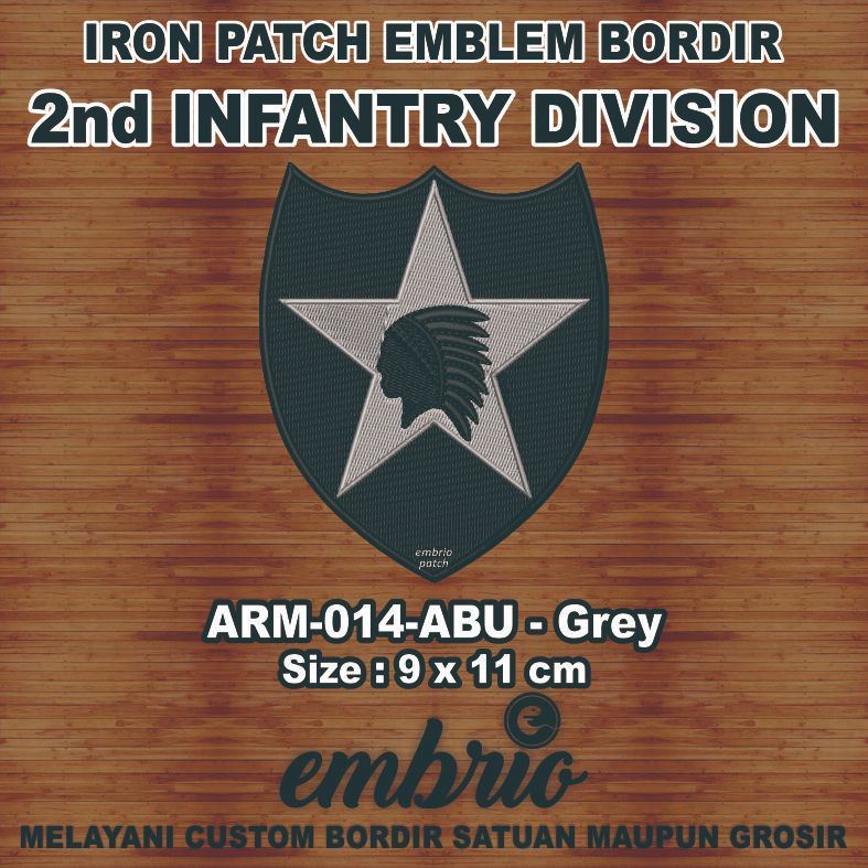 ARM-014-ABU Patch Indian Head Soldier Second Infantry Division 2nd US ARMY Veteran - Abu Grey Camouf