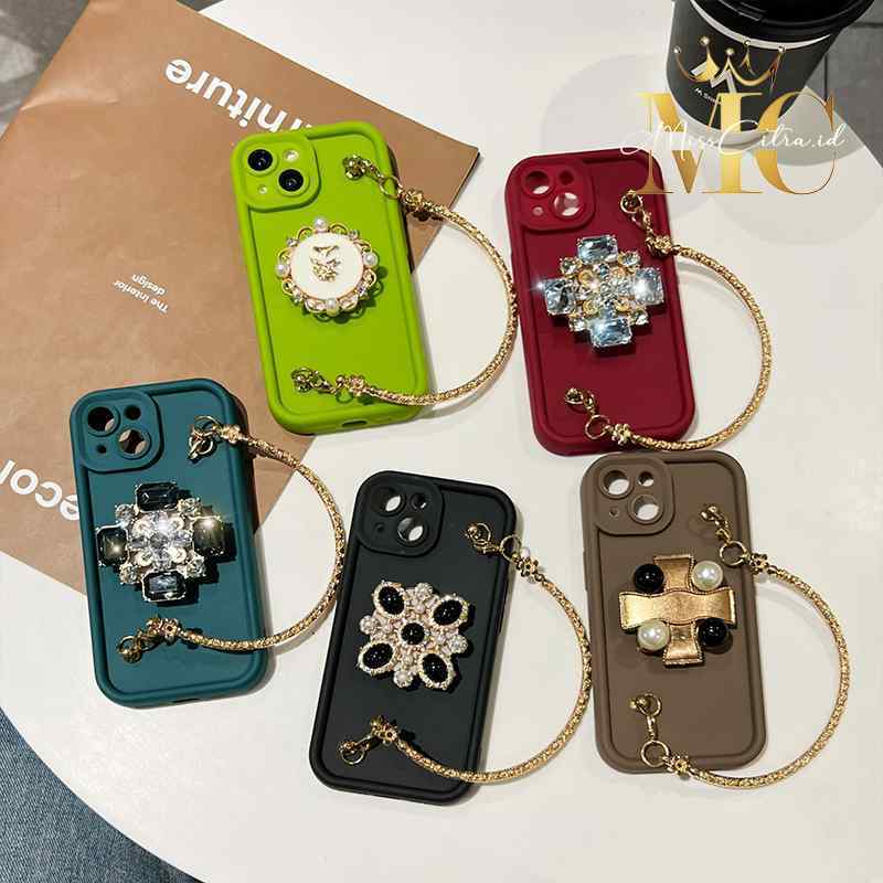 GC81 SOFTCASE SILIKON MODEL TAS POPSOCKET GOLD UNTUK IPHONE 13 14 15 PRO MAX DIAMOND 3D MC1506