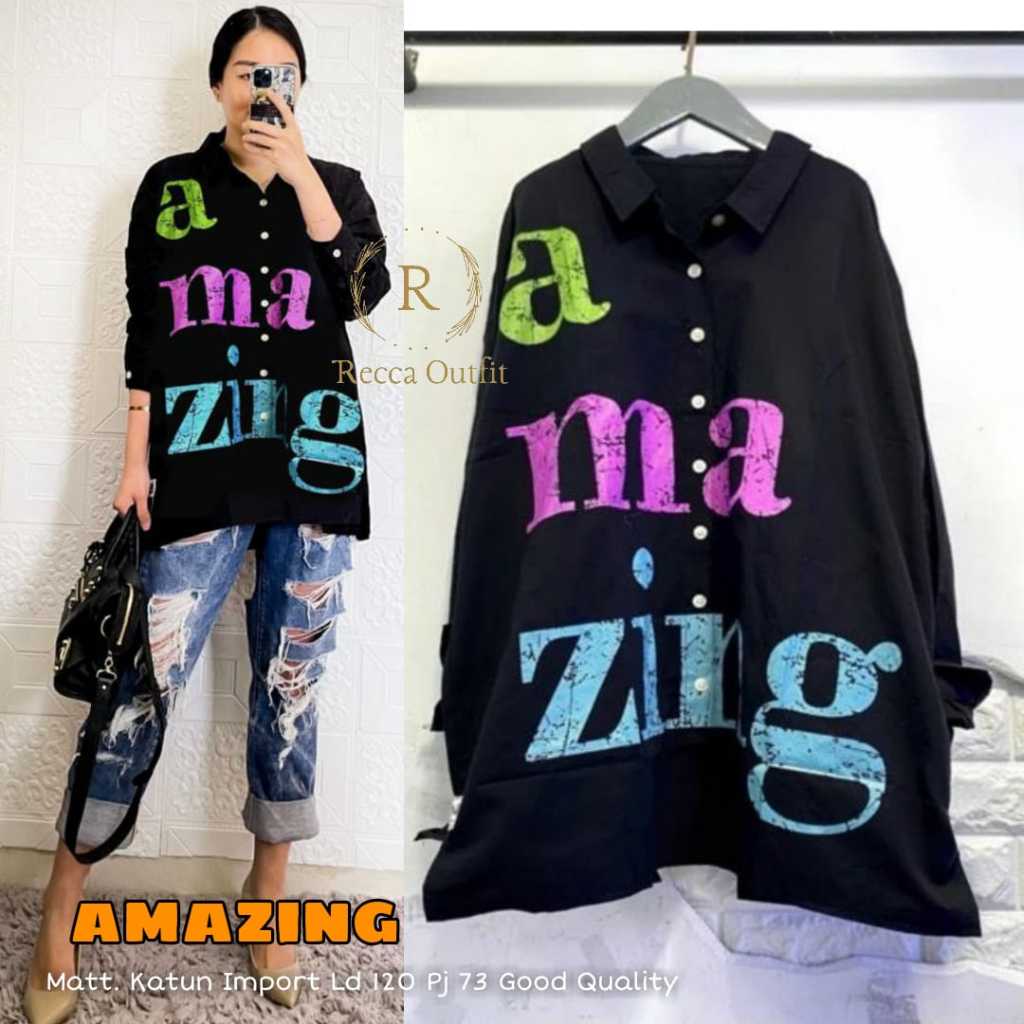 Baju Atasan Blouse Kemeja Wanita Jumbo Ld 120 XXXL Amazing Bahan Premium Katun Import Recca