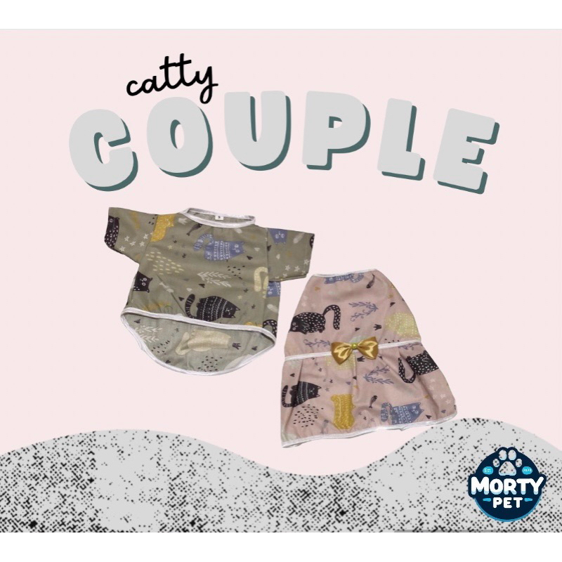 Baju couple kucing anjing motif cats