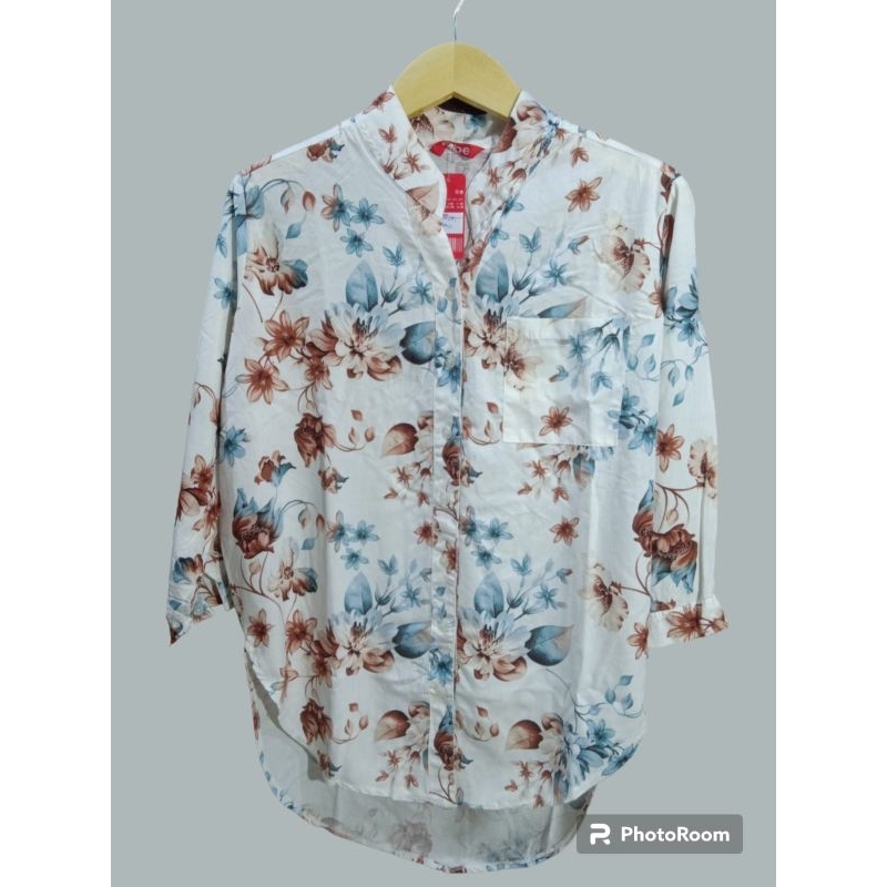 Kemeja Tunik kemeja wanita Rayon motif bunga