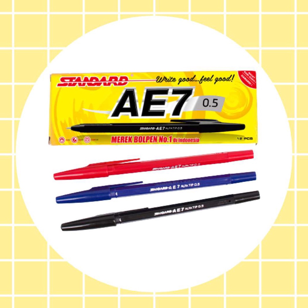 

Stok Banyak Standard Pen AE7 Alfatip 5 Isi 12 pcs Pulpen Pena Ballpoint B