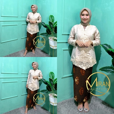 Miran Collection - Kebaya Lengan Panjang Bordir Modern Wanita Hijab Warna Putih, Hitam, Teracota Kebaya Encim Untuk Sekolah Wisuda dan Kondangan