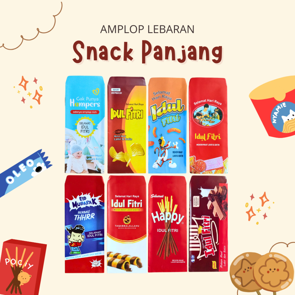 

[Doora] Amplop Lebaran Premium Motif Snack uk. Besar - isi 10