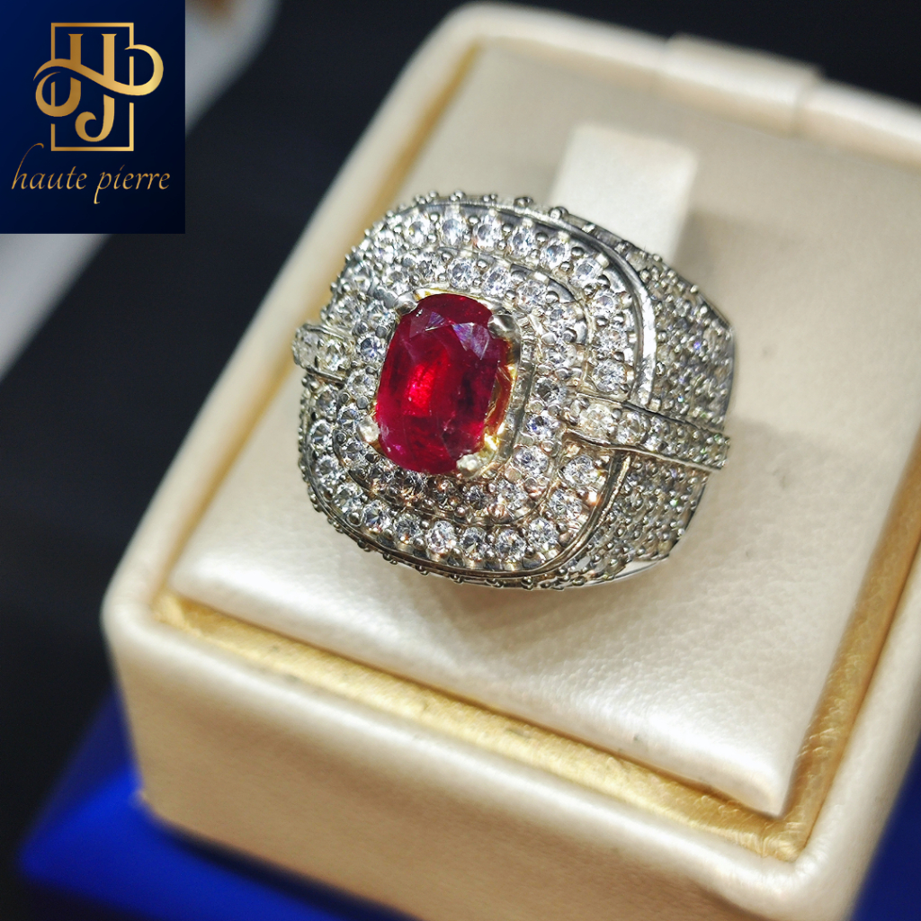 Cincin Natural Ruby (Corundum) Pinkish-Red 1.18ct Ori