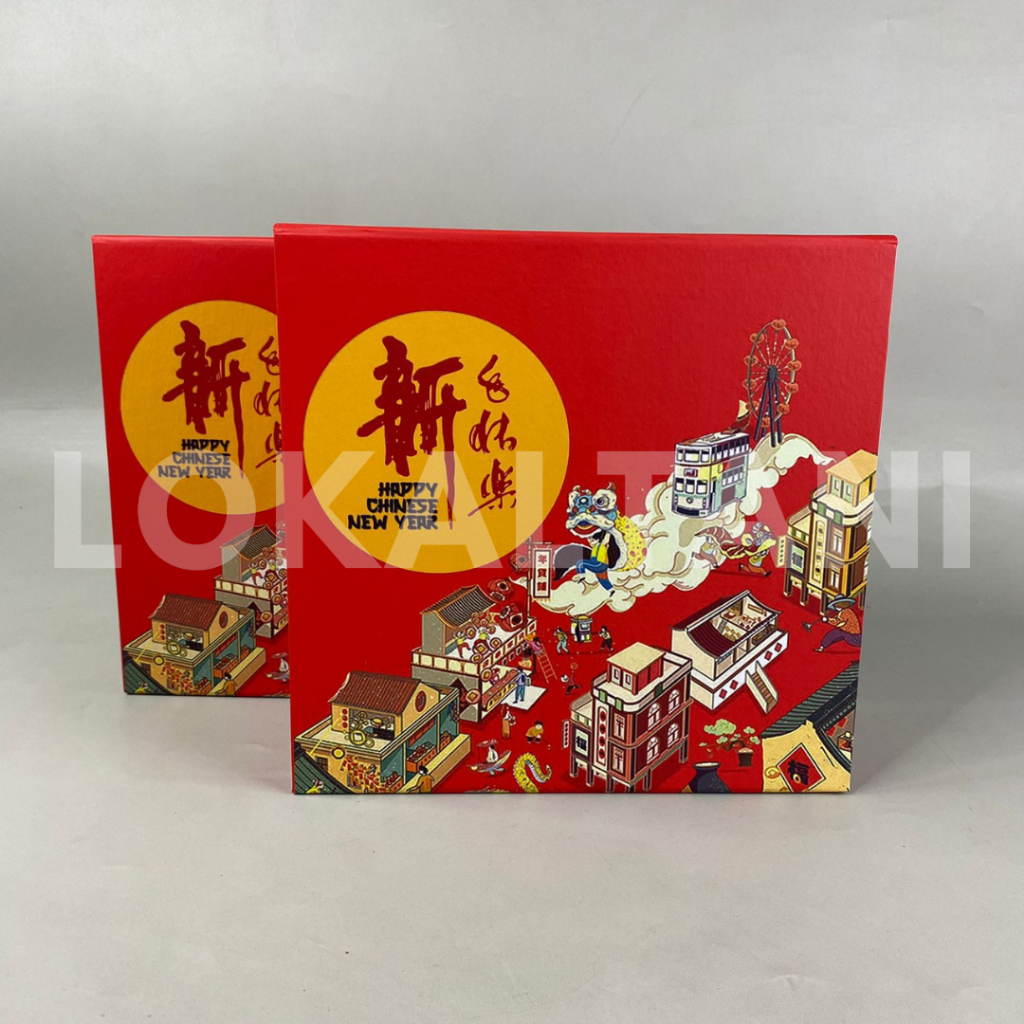 

Box Hampers Imlek Printing/Box Kotak Persegi 22x22 IMLEK 4 Toples 250gr