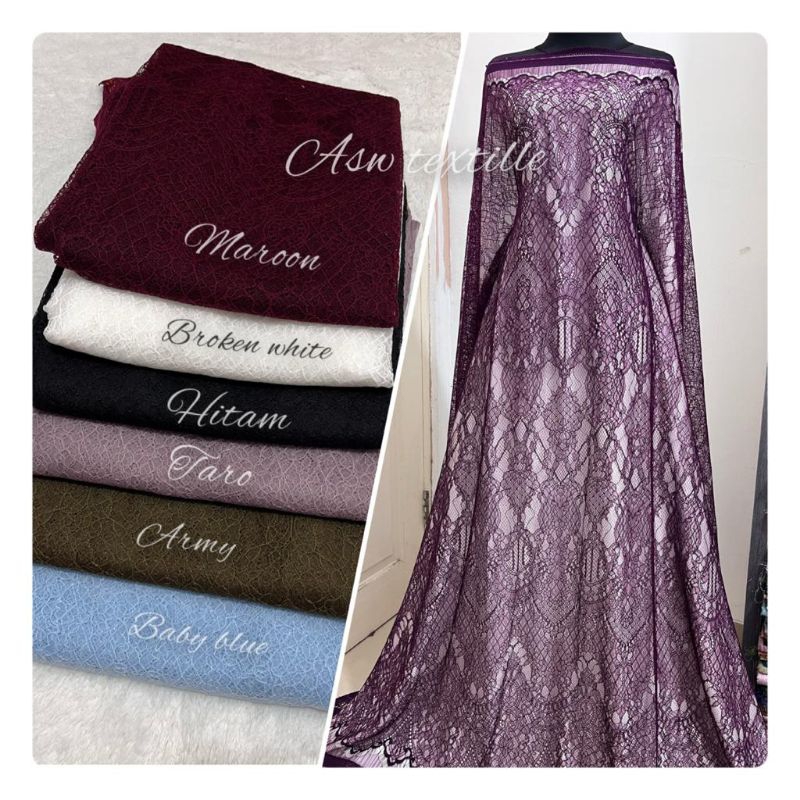 Kain/Bahan Lace Chantily, Brokat Chantily, kain Brokat Terbaru