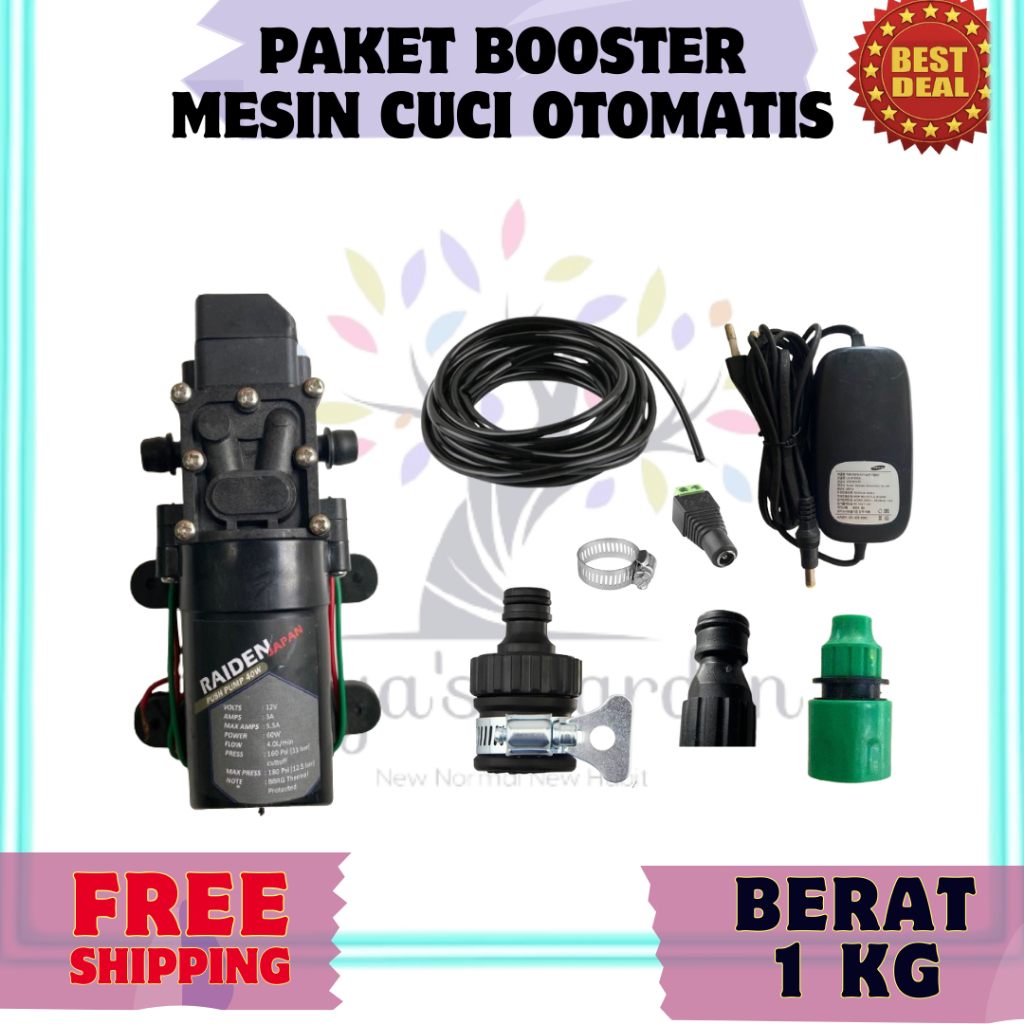 Paket Set Alat Bantu Pendorong Mesin Cuci | Booster Mesin Cuci | Pompa Dc | Pompa Booster