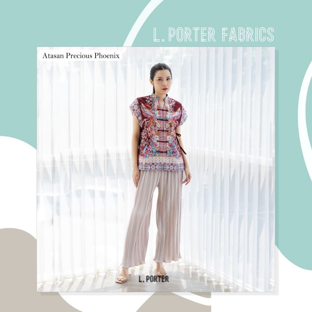 Atasan/ Top/ Cheongsam Modern Precious Phoenix Warna Maroon