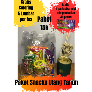 

PAKET ULANG TAHUN 15RIBUAN FREE COLORING/PAKET SNACK ULTAH ANAK/BINGKISAN ULANG TAHUN/PAKET ULTAH EKONOMIS/HAMPERS SNACKS ULTAH/PAKET BINGKISAN SNACK UNTUK ULANG TAHUN ANAK/PAKET SNACK KEMASAN FREE COLORING/BIRTHDAY SNACK