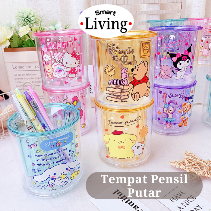 

SMRTLIV - Tempat Bolpen Putar Sanrio / Rotating Pen Holder / Tempat Pensil Pena Putar / Stationery Organizer Kuromi Melody Cinnamoroll