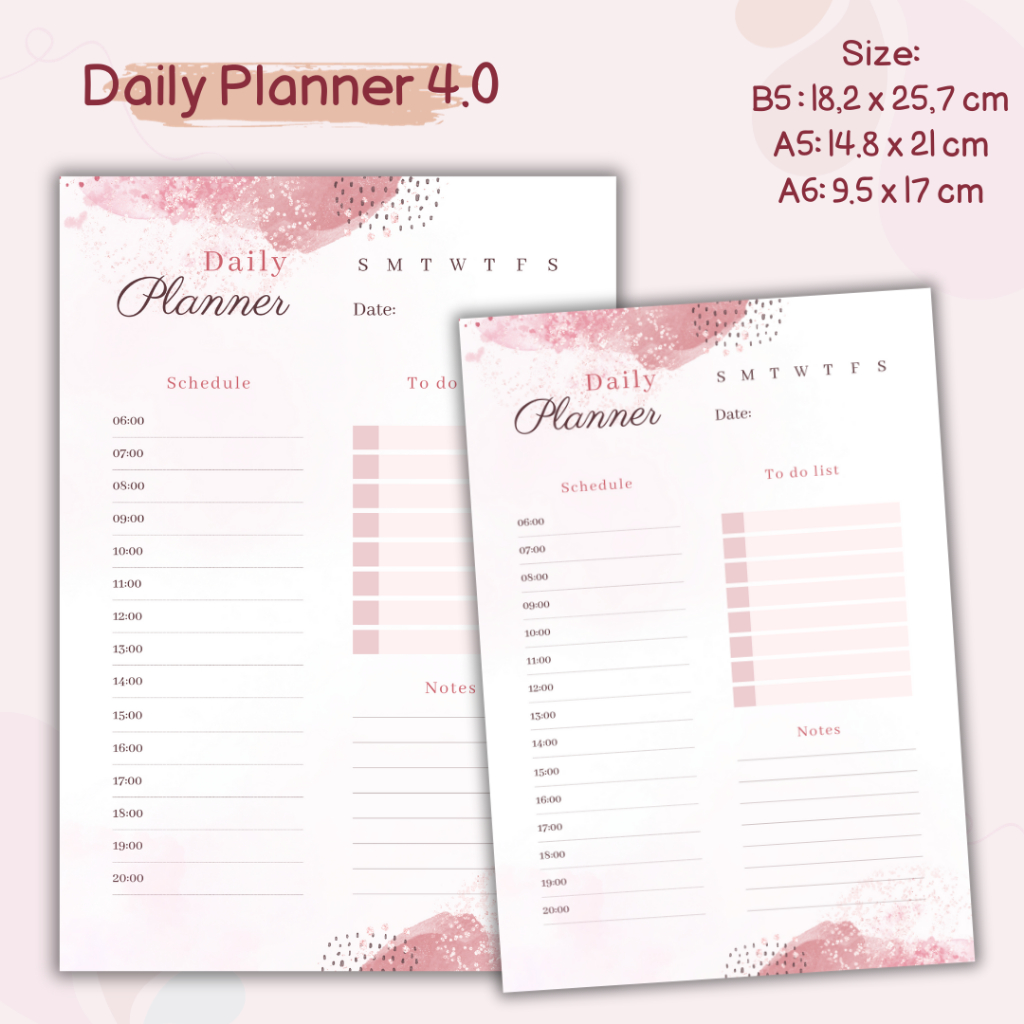 

[DP 4.0] Daily Planner / Bullet Journal / Planner Harian Loose Leaf | 20 holes | 20 Lubang | 6 Holes | 6 Lubang - [Design 4]