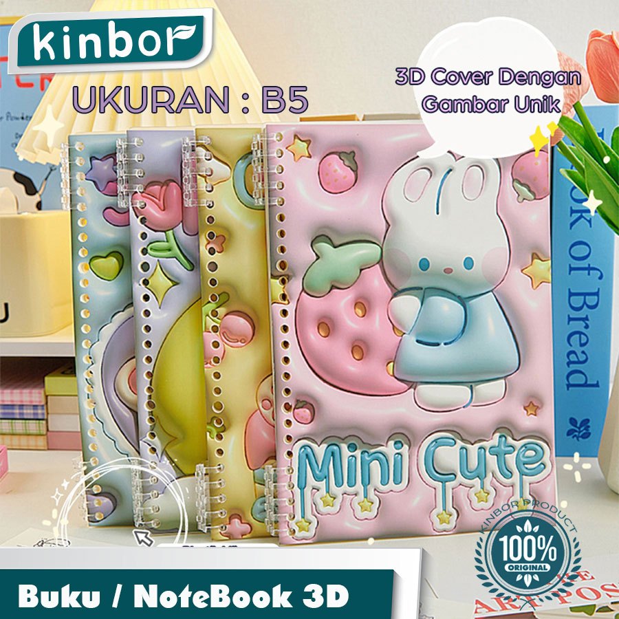 

60 lembar Loose Leaf buku Notebook B5 3D cute cartoon/ Buku tulis sekolah binder kuliah