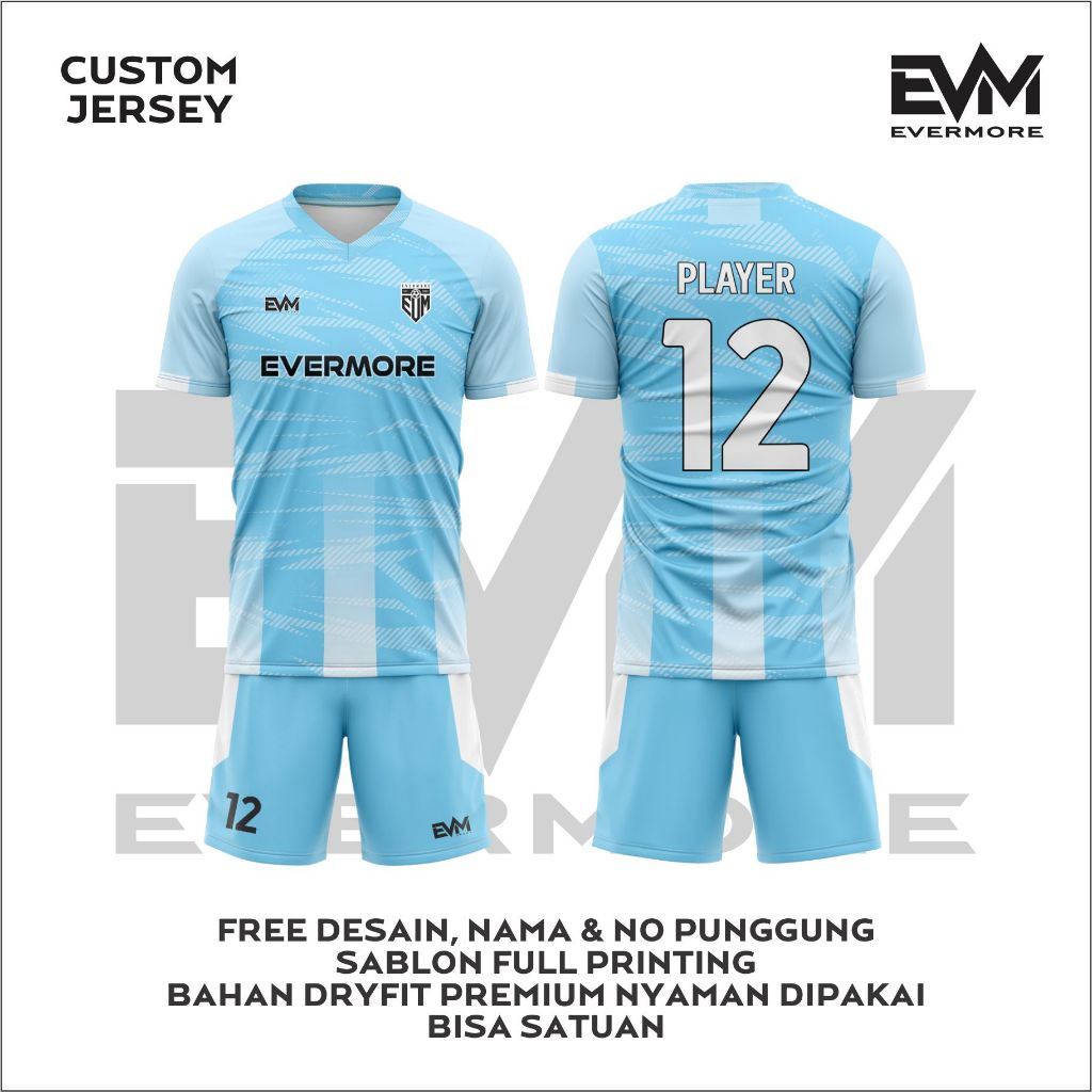 Jersey Futsal BLUE OCEAN Bebas Custom Nama No.punggung  Evermore Sport