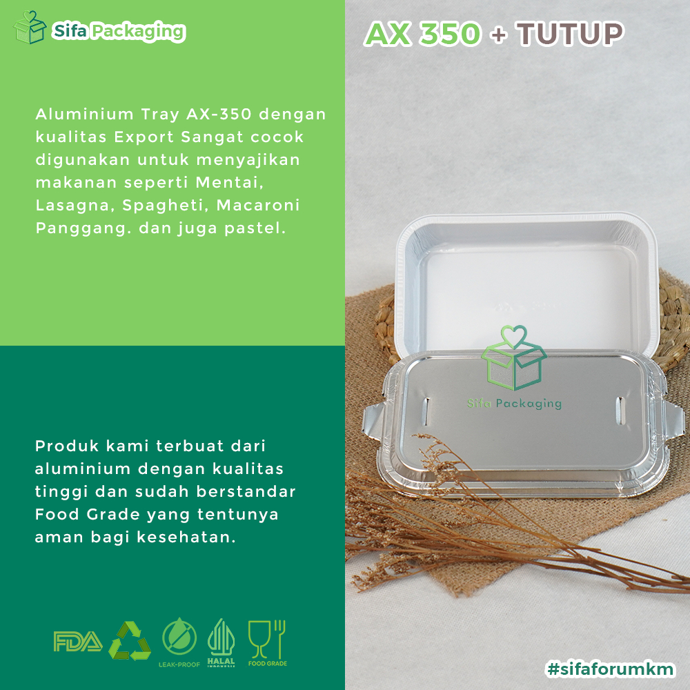 BIG PROMO Alumunium Foil Tray Cup AX 350 + Tutup Macaroni Schotel Pastel Tutup Lasagna Mentai Rice