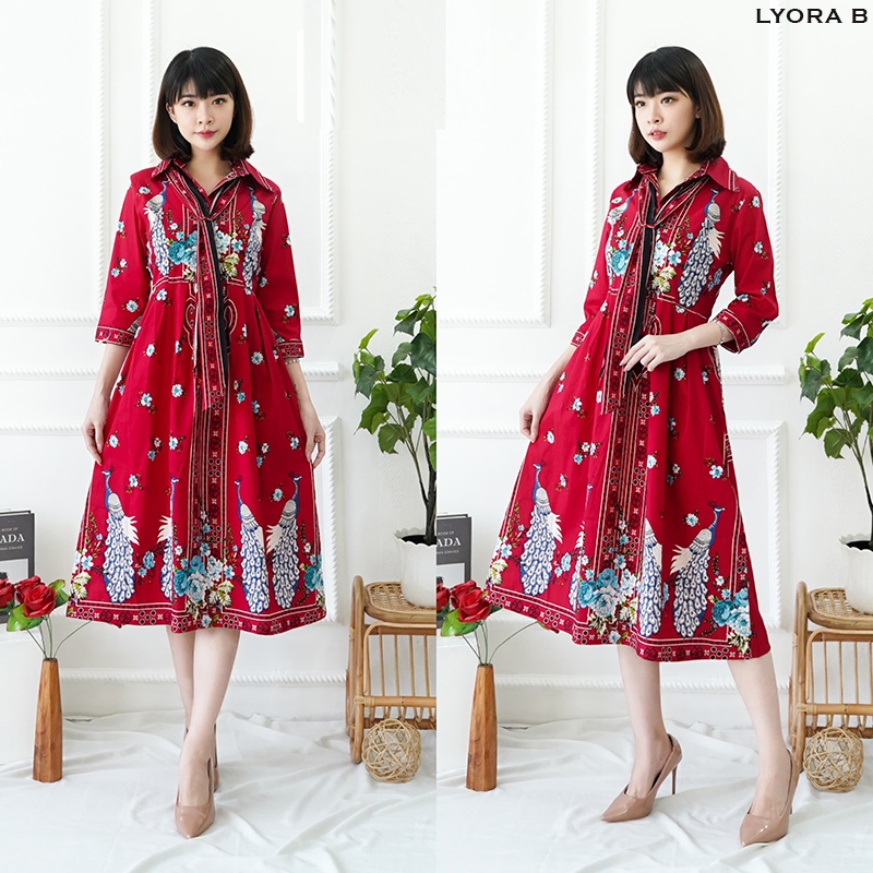 Lyora Dress Wanita Batik Couple Modern Dress Batik Modern