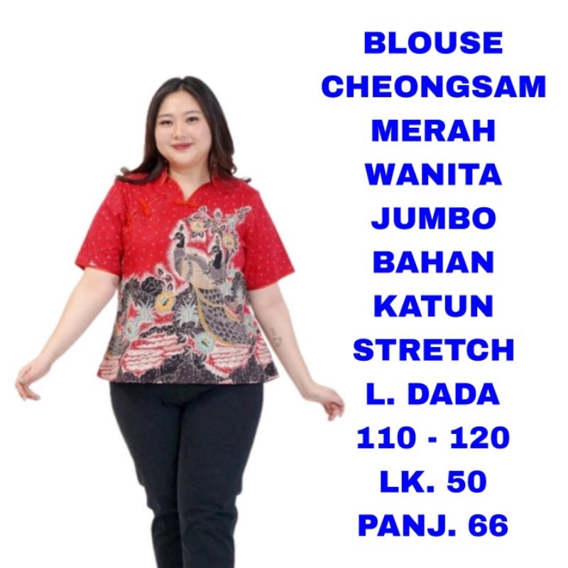 WK BLOUSE MERAH CHEONGSAM LD. 110 120 BAJU ATASAN IMLEK SINCIA