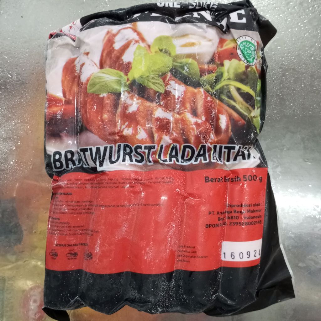 

Sosis Sapi Bakar Bratwurst Onesuke D'lano Lada Hitam Isi 10pcs