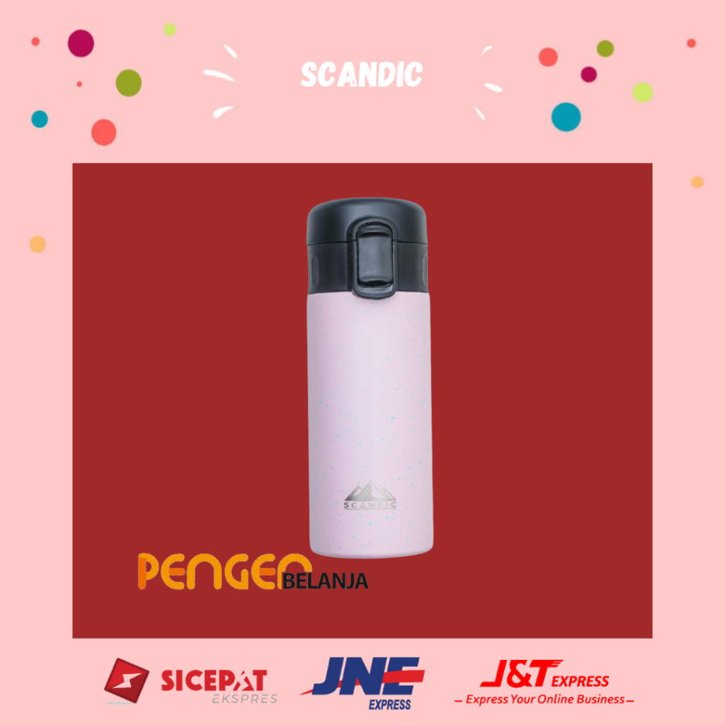 Tumbler / Scandic Stainless Steel Bottle Push Button 400 ml Pink
