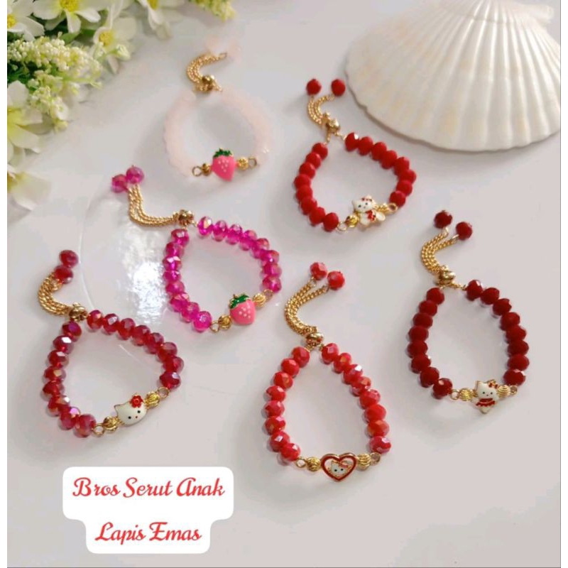Gelang Serut Anak Crystal mix Lapis Emas