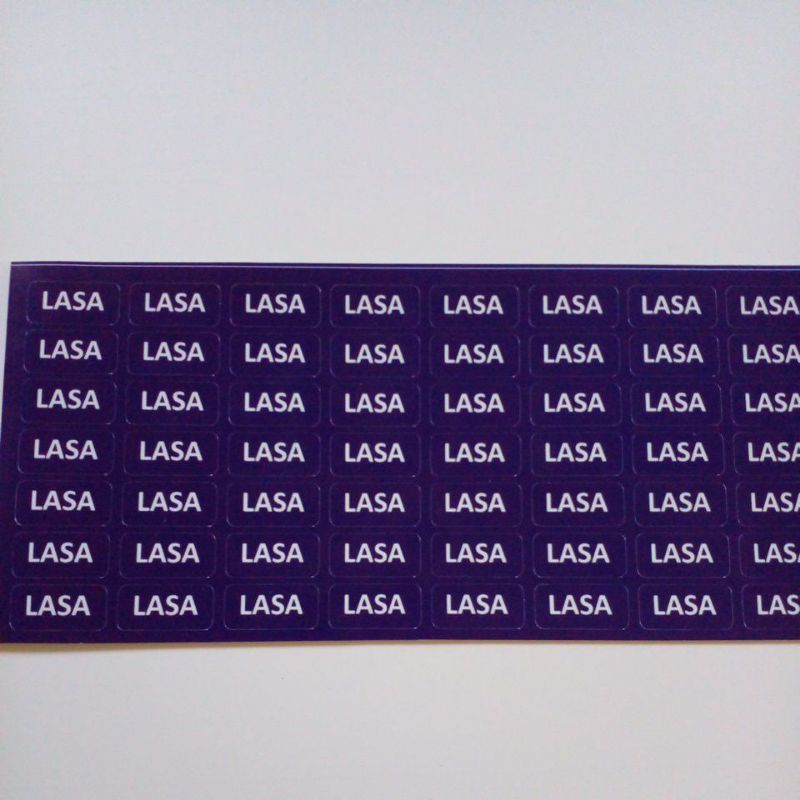 

stiker label lasa biru persegi