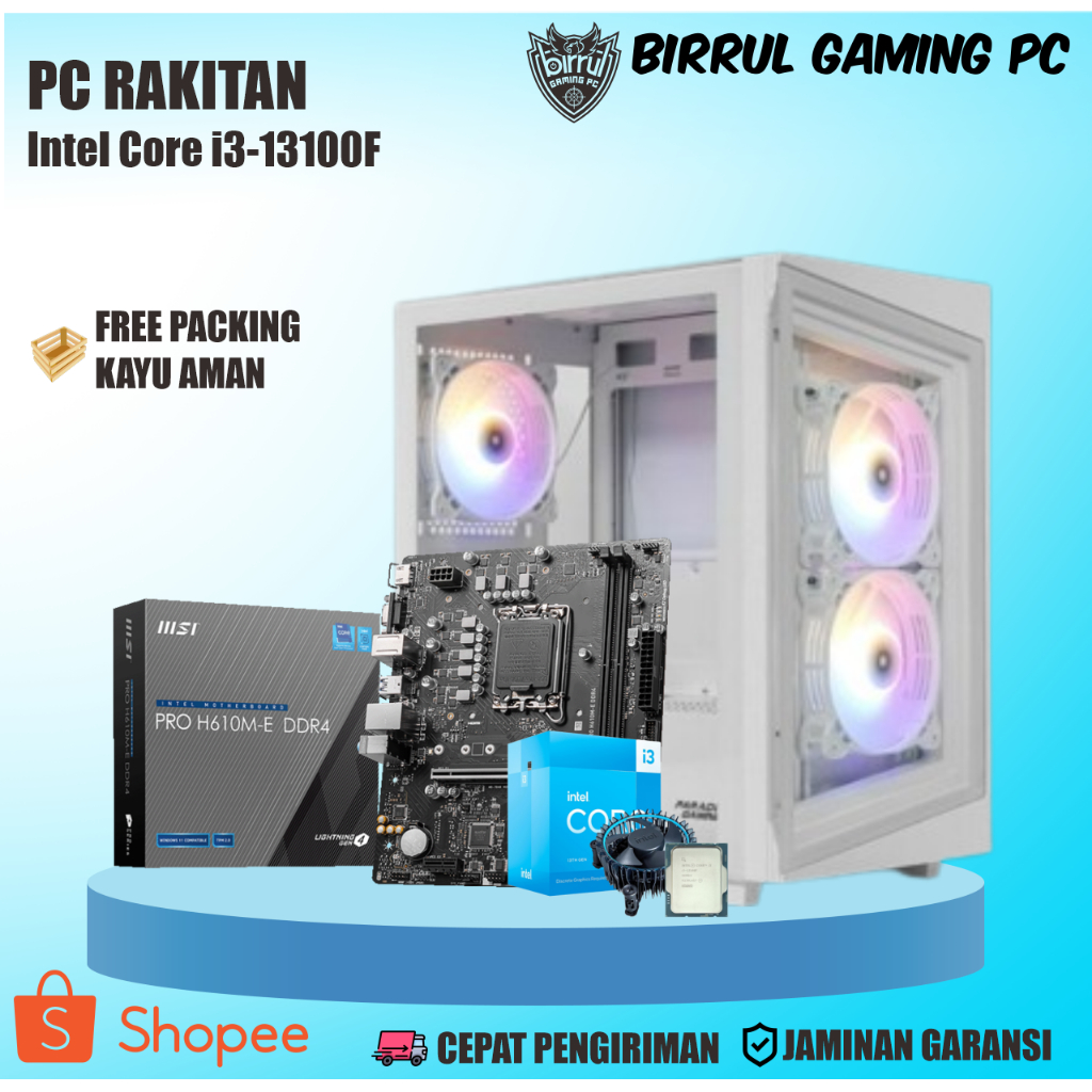 Pc Gaming ddr4 i3 13100F I 16Gb I 256Gb I 1tb I Rx 6600 8Gb