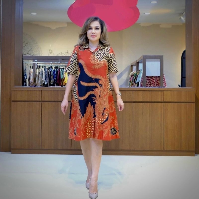 batik cewek baju atasan dres selutut baju imlek baju ke gereja