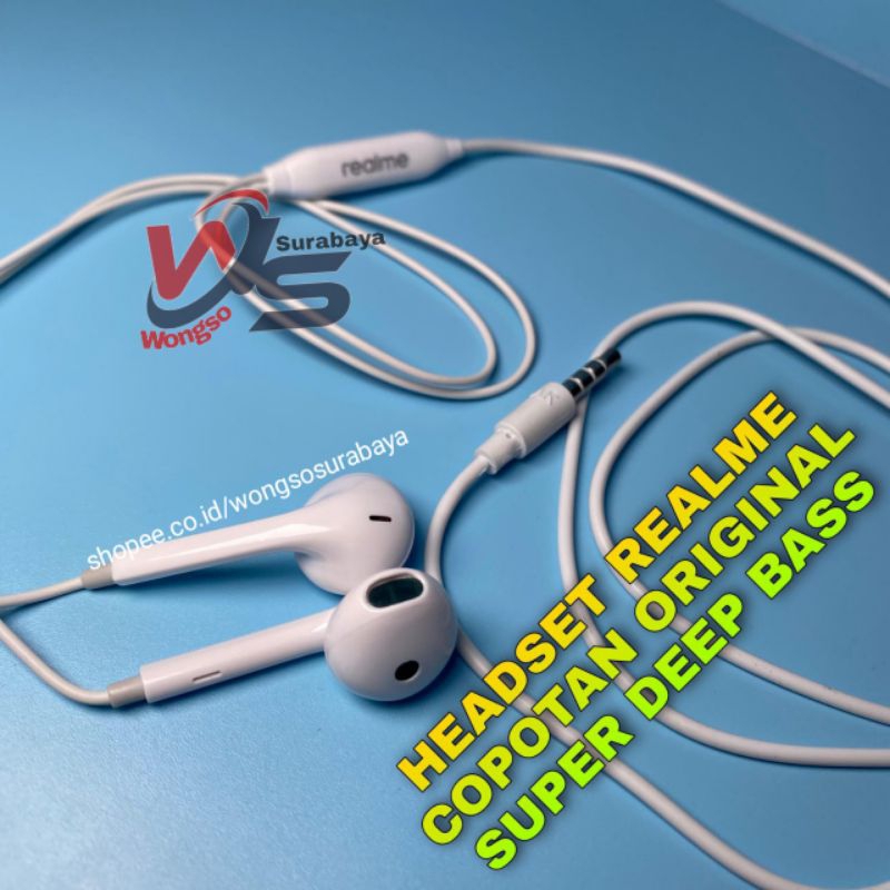 HEADSET REALME EXTRA BASS STEREO EARPHONE REALME + MIC HF REALME 2 PRO/3 PRO/ 5 PRO/ C2/C3/C17/C11/C