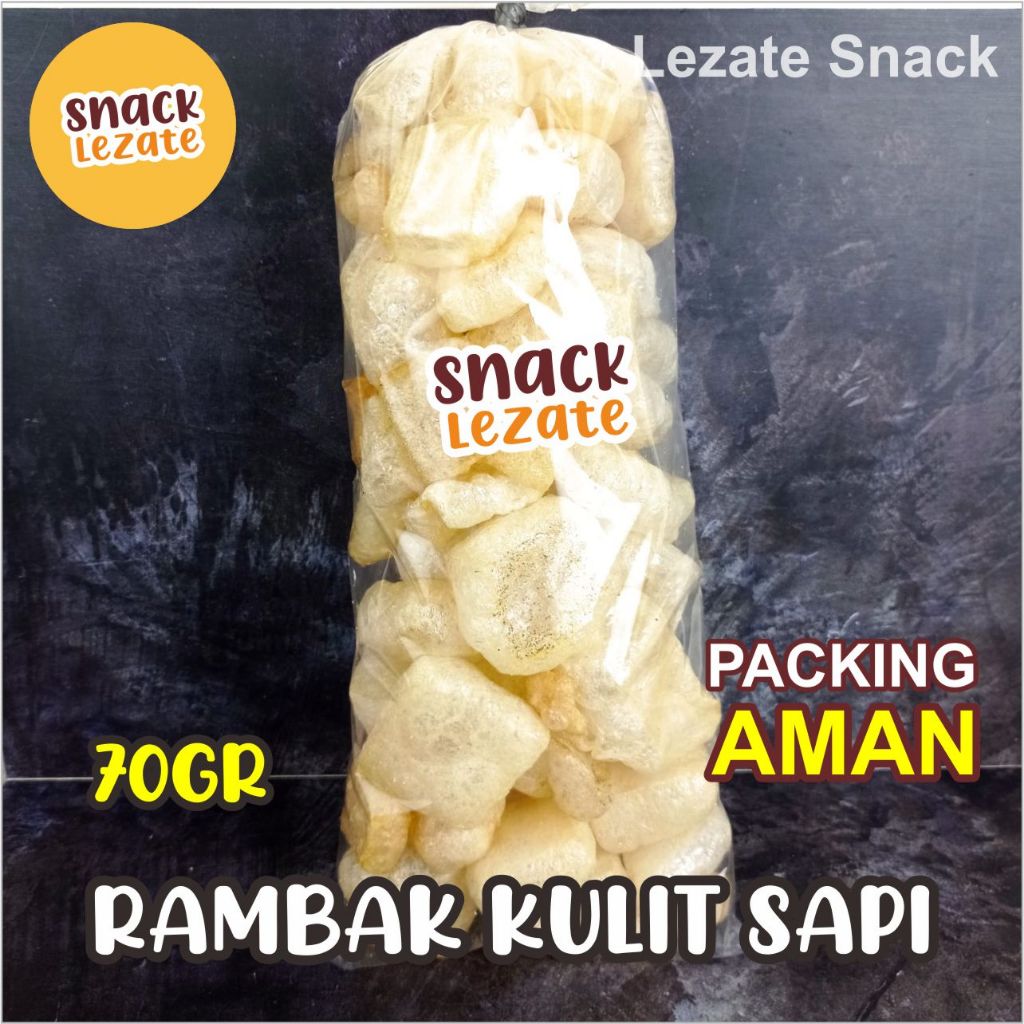 Rambak Kulit Sapi Asli 70GR Matang Khas Solo Murah Renyah / Krupuk Kulit Sapi 1 Bal Mateng Krecek Ra