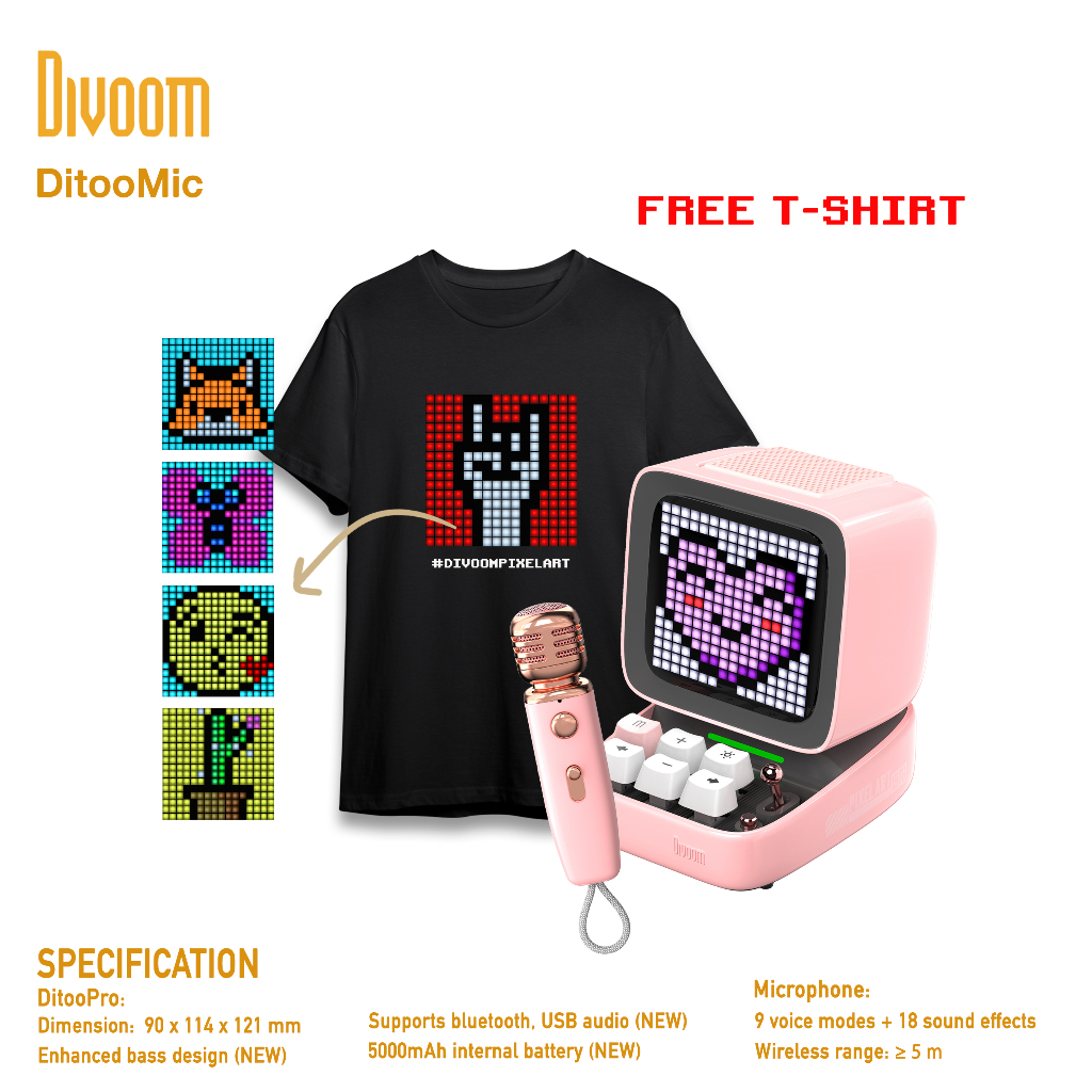 Divoom DitooMic Pixel Art Karaoke Speaker
