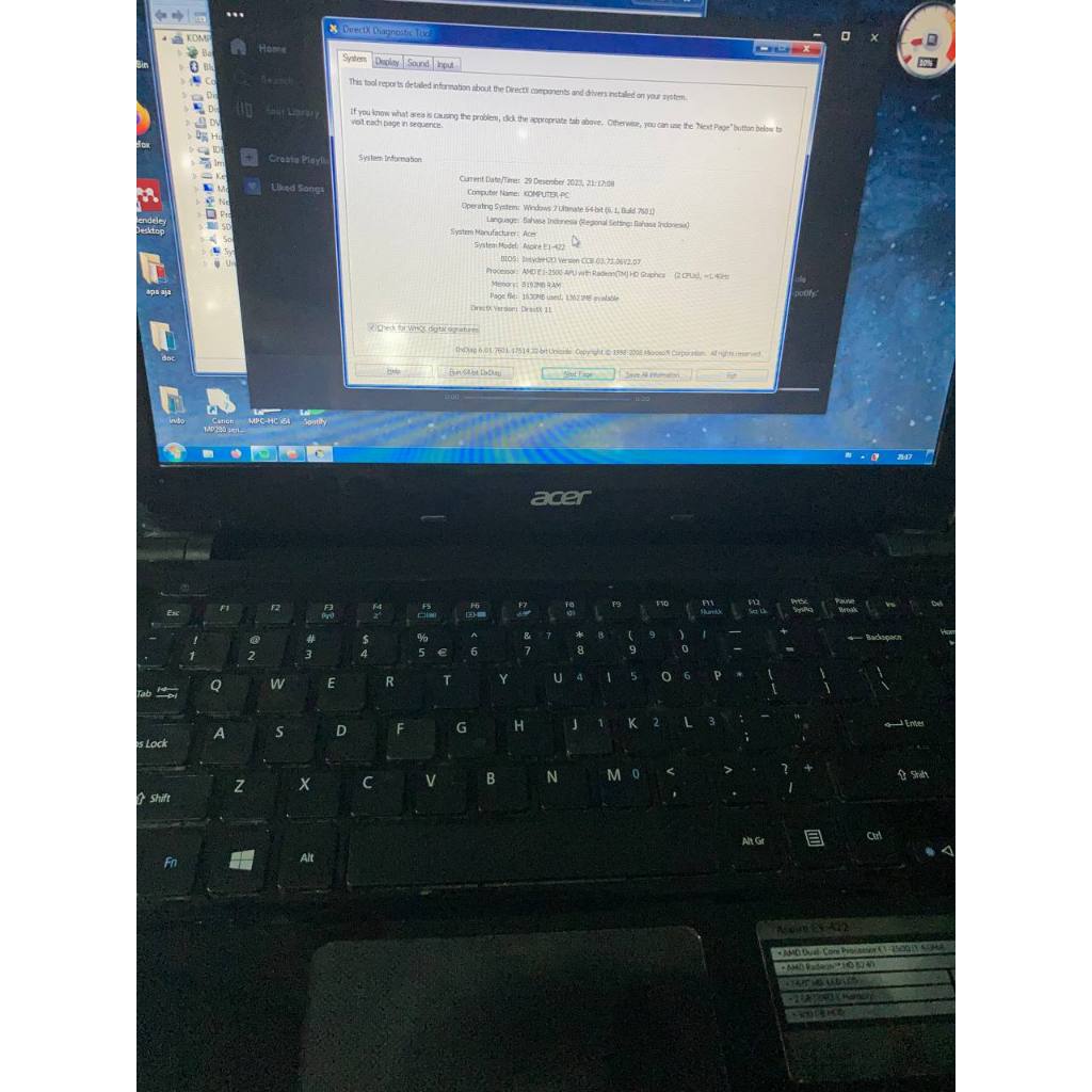 Laptop acer amd 8gb ram 512gb Hdd