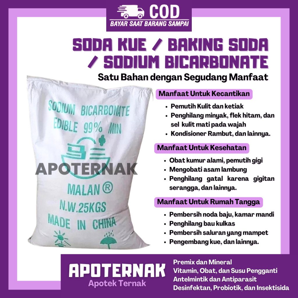 

BAKING SODA - SODA KUE - SODIUM BICARBONATE Food Grade - 1kg 500gram 250gram