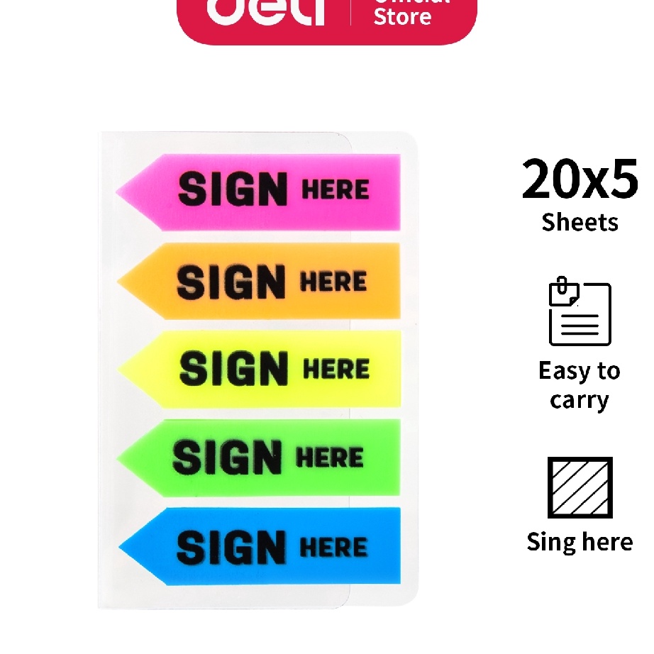 

Diskon Deli Index Tab Plastik Sign Here 44 12 mm5 2 sheets5 Warna EA1132 Stock Banyak
