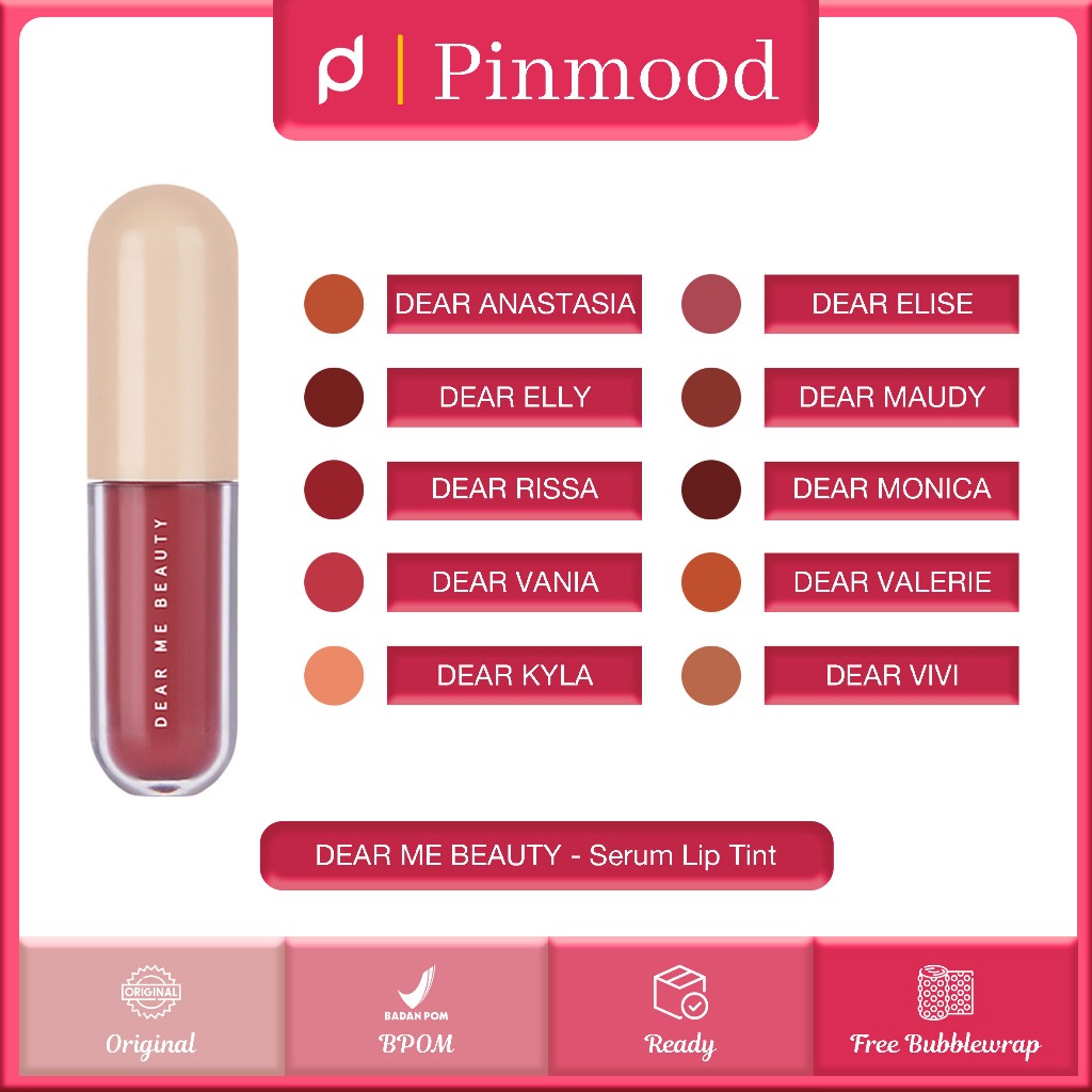 	 DEAR ME BEAUTY - SERUM LIP TINT - Liptint Serum Long-Lasting Color Untuk Bibir Sehat Cerah & Bersinar Tahan Lama 12H Moist Feel Tidak Kering & Lengket , GLossy Texture	