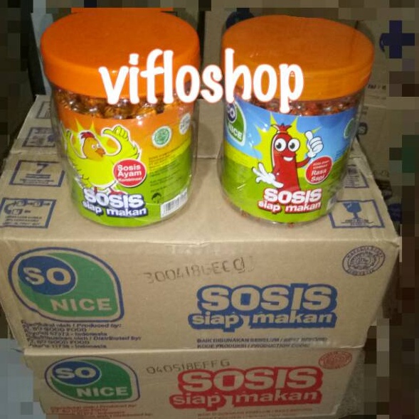 

C6369 Kardusan Eceran Sosis So Nice Siap Makan Ayam Sapi Toples 24 pcs