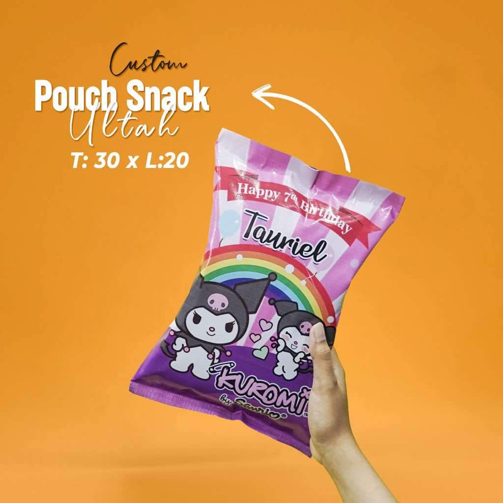 

Pouch Kemasan Snack Ulang tahun custom,Souvenir Ultah Ukuran T30cm x P20