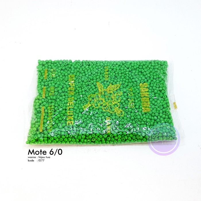 Mote Pasir 6/0 F277 Hijau Tua | Manik Payet | Kerajinan Tangan DIY