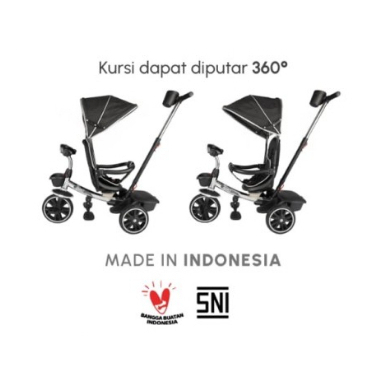 Stroller Sepeda Anak Roda Tiga Tricycle PMB Iora T-15 Nikel Kursi Bisa Diputar aksesoris komplit