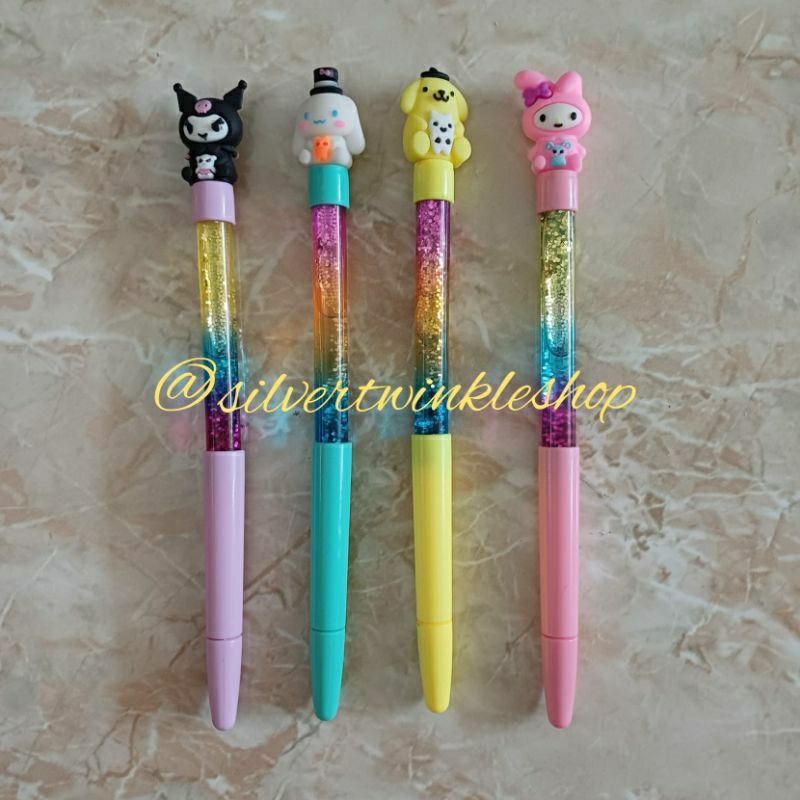 

Bolpen pena ballpen gel motif manik manik glitter air water karakter sanrio cinnamoroll pompompurin kuromi hello kitty alat tulis stationery stationary pen gliter pulpen ballpoint perlengkapan sekolah tinta hitam bolpoin ballpen murah grosir melody