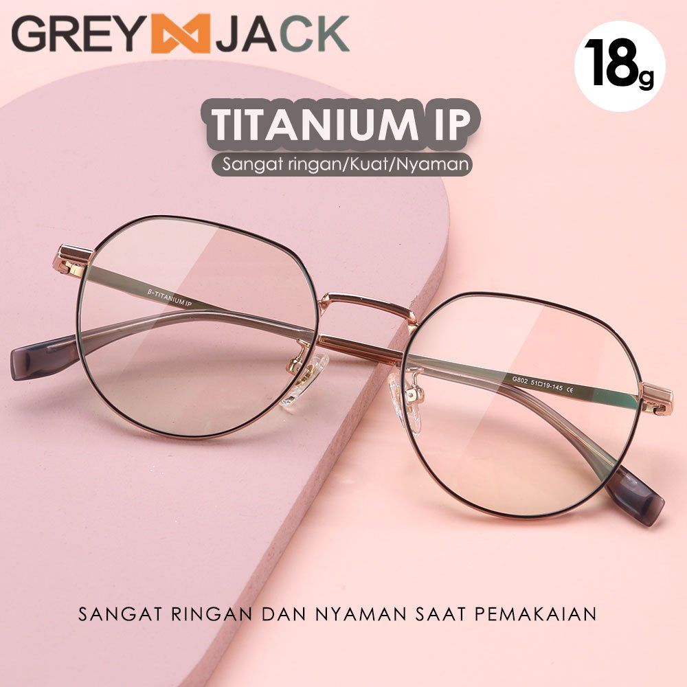 Grey Jack Kacamata Antiradiasi Blueray Titanium Style Oval Fashion Wanita Bisa Minus Bluecromic 802