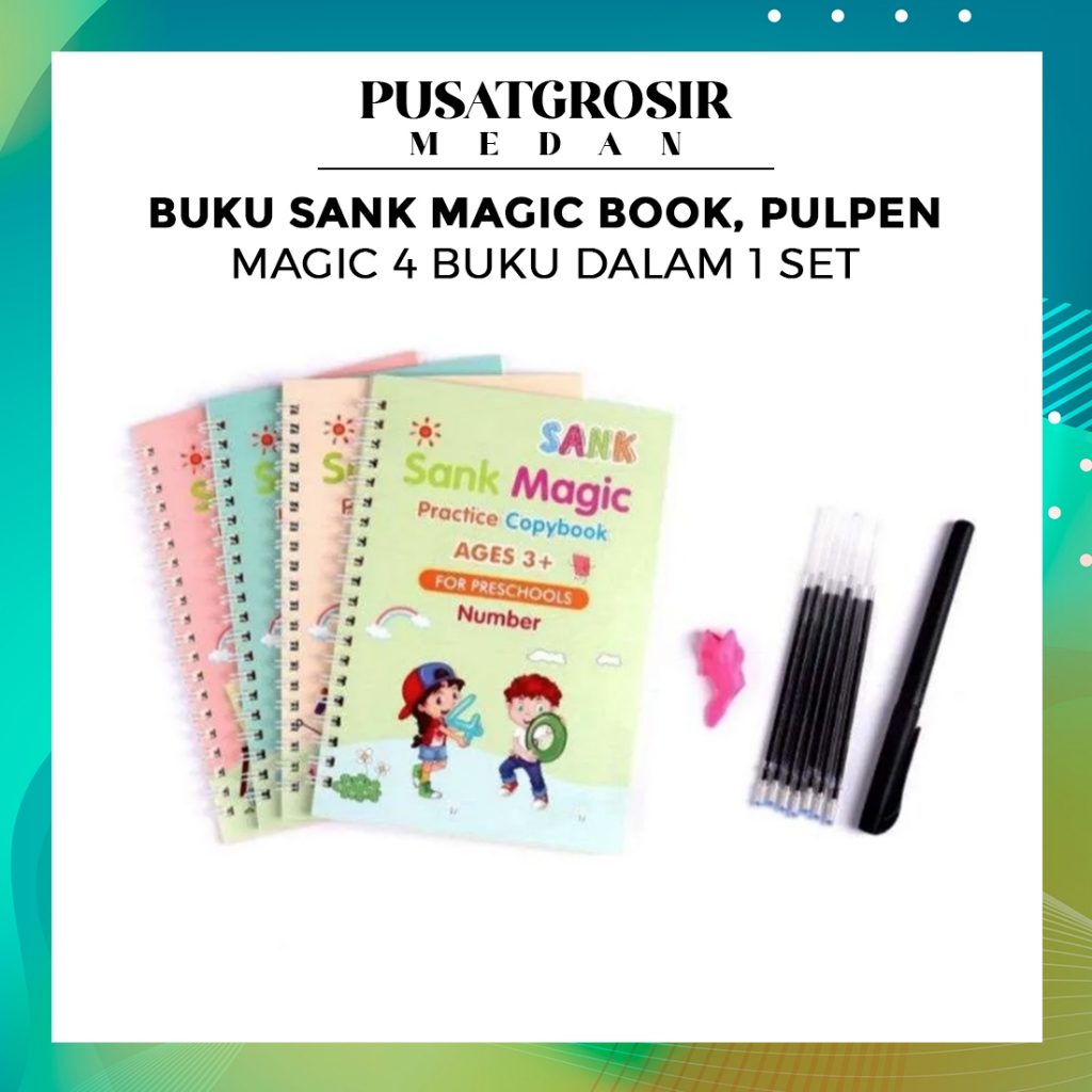 

BUKU SANK MAGIC BOOK, PULPEN MAGIC 4 BUKU DALAM 1 SET