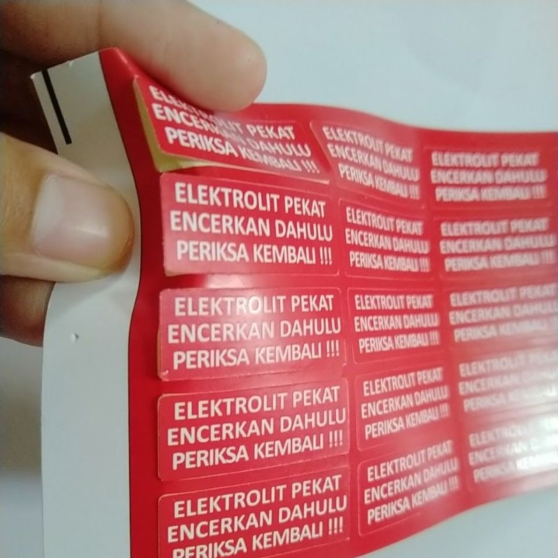 stiker label elektrolit pekat merah