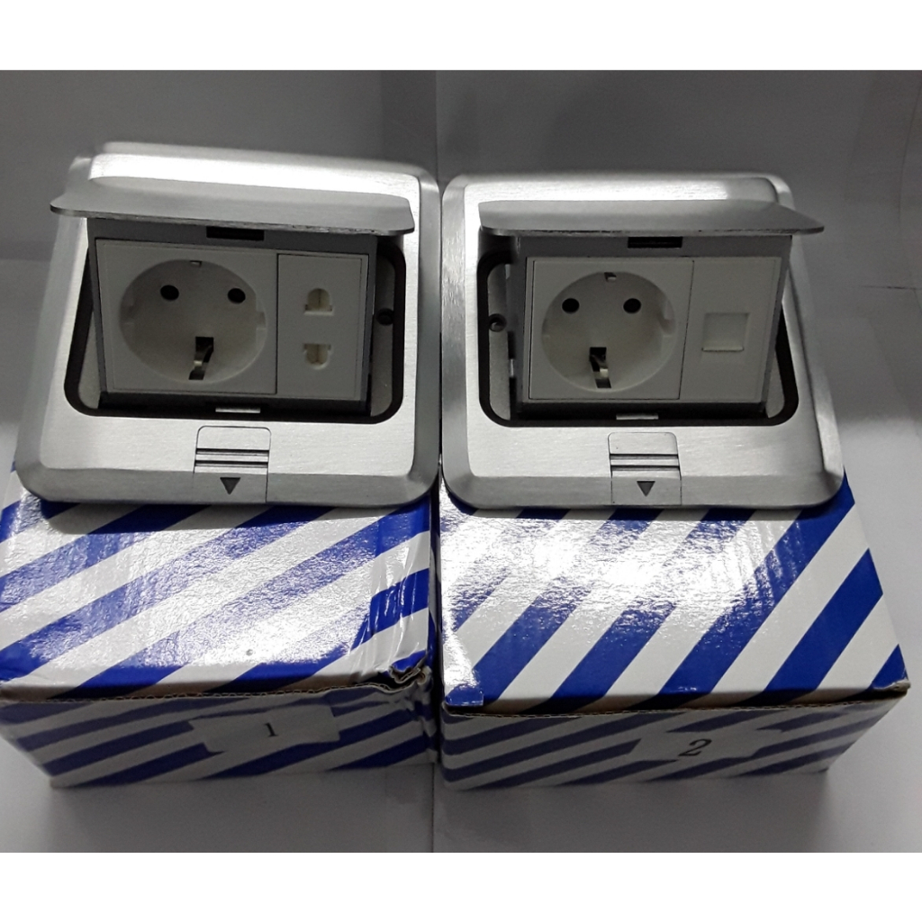 Stop Kontak Arde+Data dan Stop Kontak Arde Universal 2PIN Socket Tanam Floor