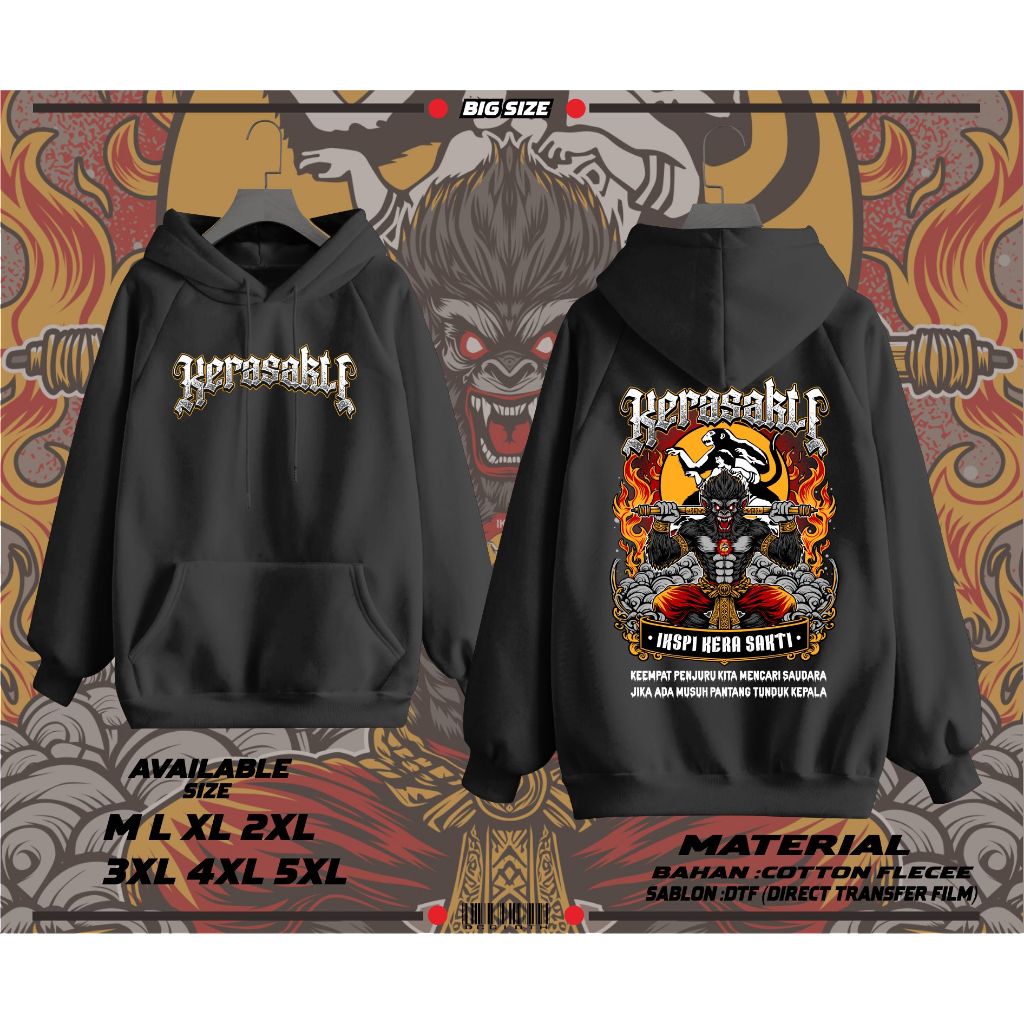 HOODIE KERA SAKTI BIG SIZE JAKET IKSPI KERA SAKTI JAKET JUMBO (6XL) 2XL 3XL 4XL 5XL BIG SIZE M L XL 