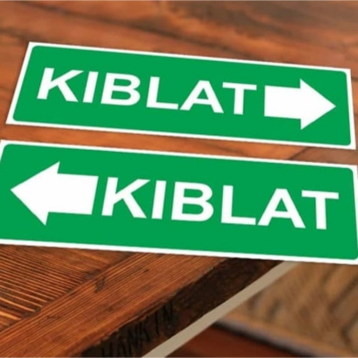 

STIKER LEBEL ARAH KIBLAT TEMPAT Ibadah SHOLAT. sign Rambu k3