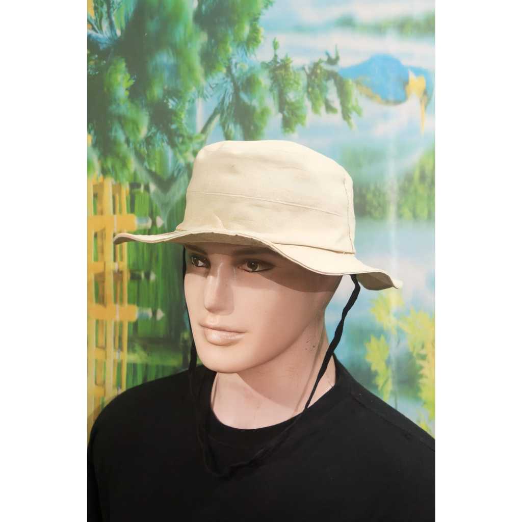 TOPI RIMBA TOPI GUNUNG TOPI HUTAN BUCKET OUTDOR PENDAKI GUNUNG (CREAM)