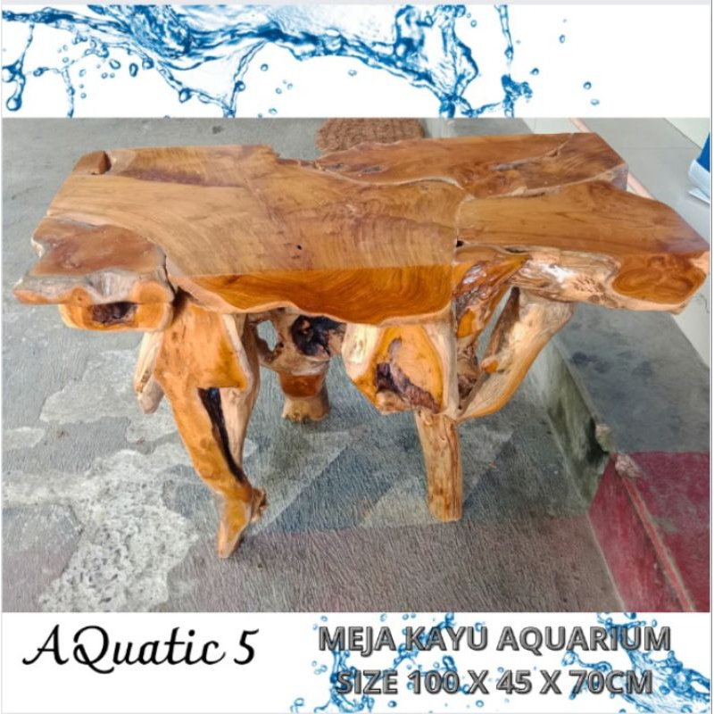 MEJA AQUARIUM MEJA KONSUL AKAR JATI ASLI SIZE 100 X 45 X 70 CM