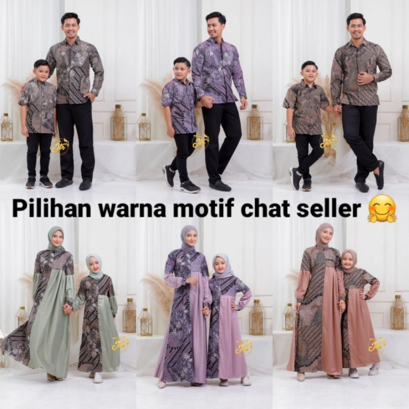 SET AYRA DRESS BUSUI ORI COUPLE KEMEJA PREMIUM / CUSTOM ANAK & JUMBO / BAJU SERAGAM BATIK SARIMBIT K